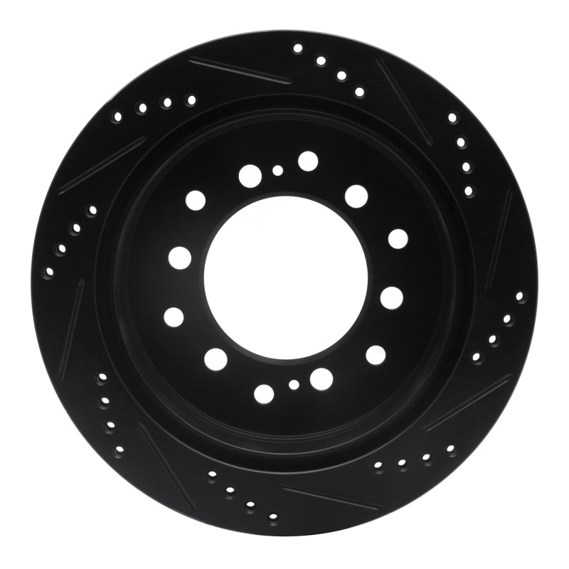 Lexus GX470 Brake Rotor (1) - Rear Left - R1 Concepts - Drilled & Slotted - Black - `01-`09